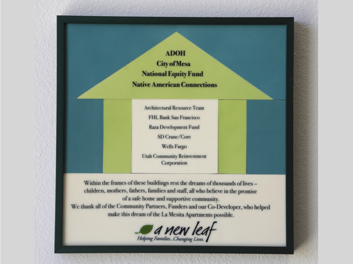 A New Leaf donor plaque